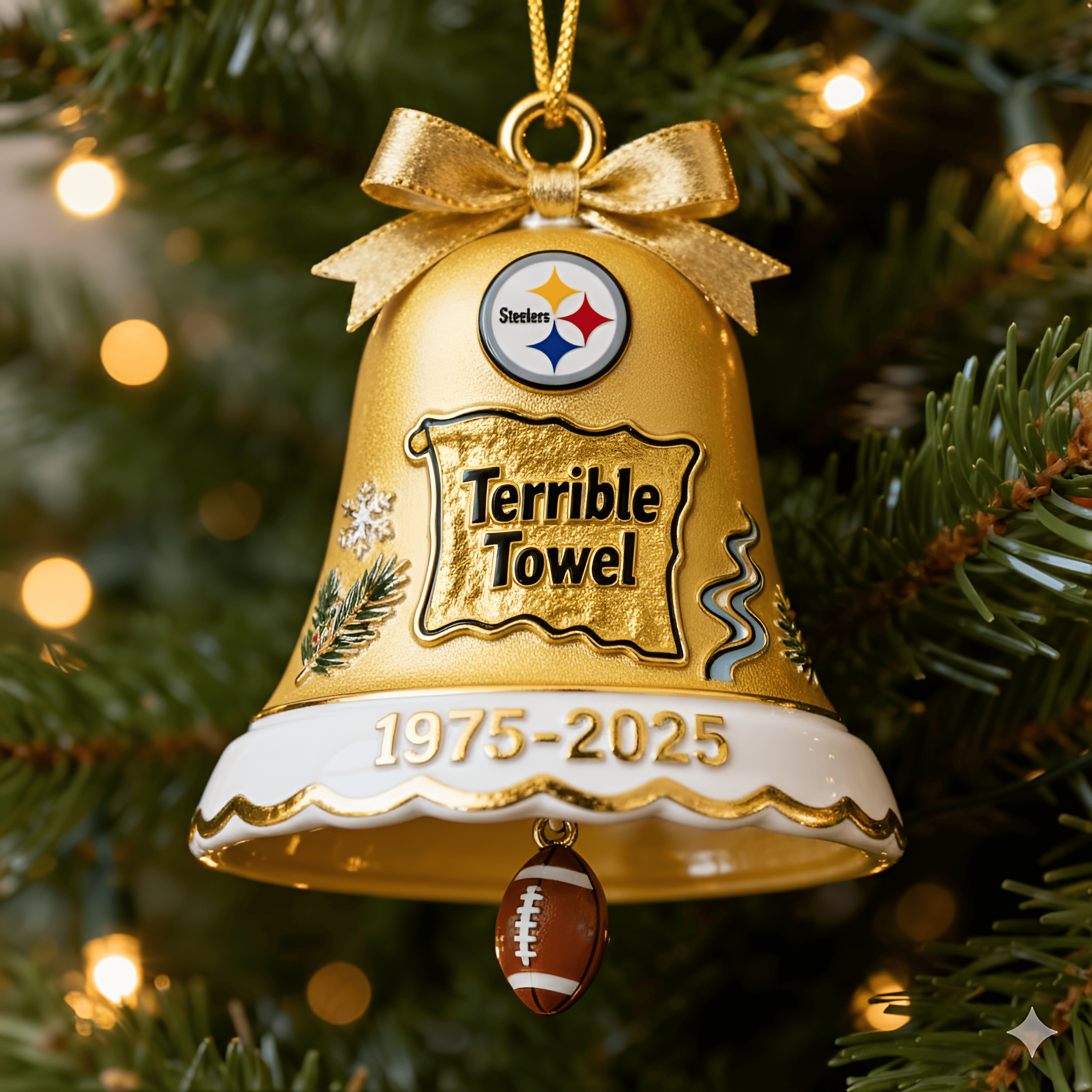 Pittsburgh Steelers "Terrible Towel" 50th Anniversary Christmas Bell Ornament